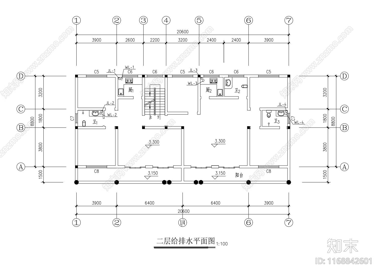 欧式别墅建筑cad施工图下载【ID:1168842601】