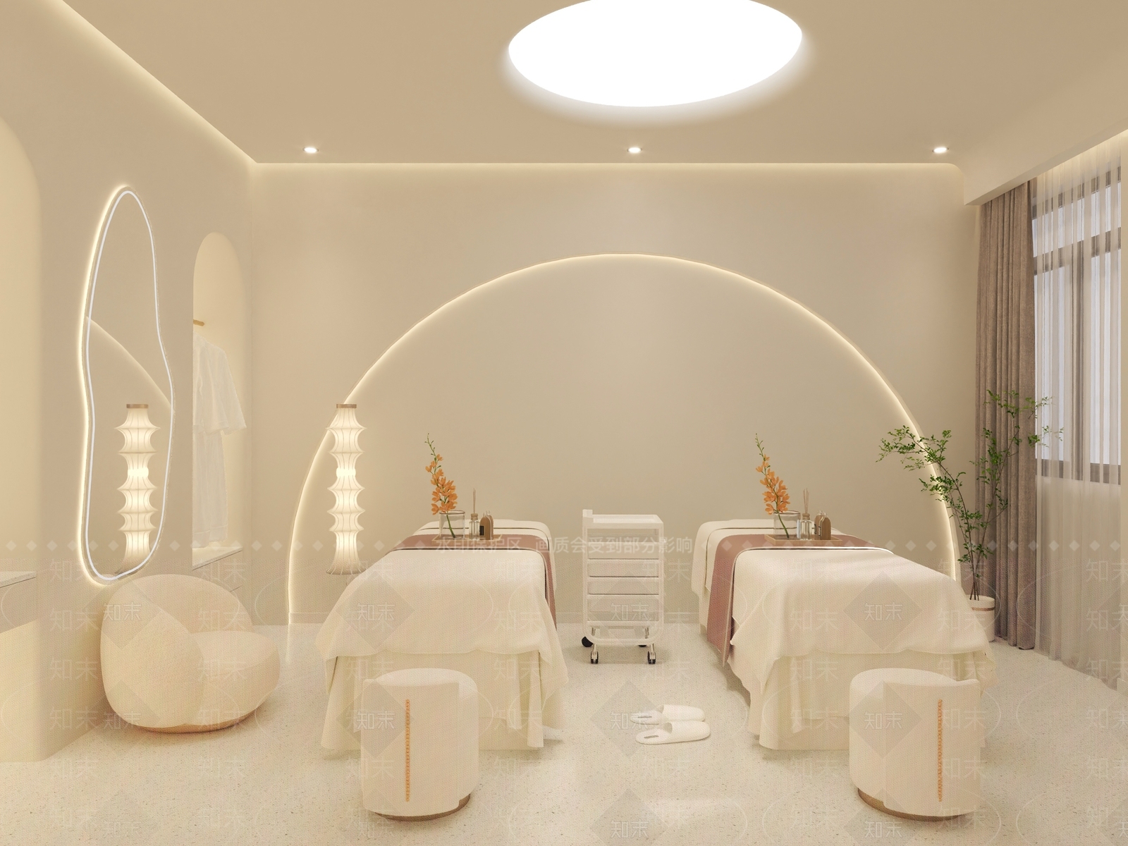 奶油侘寂美容院3D模型下载【ID:1168844223】