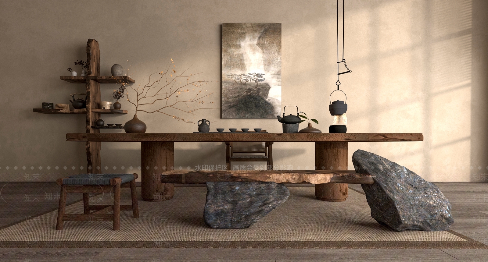 侘寂其他桌椅3D模型下载【ID:1168850528】