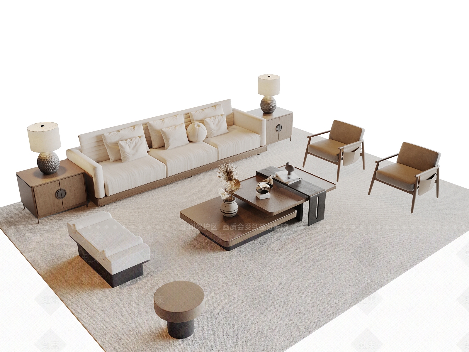 中古新中式家居客厅3D模型下载【ID:1168854751】