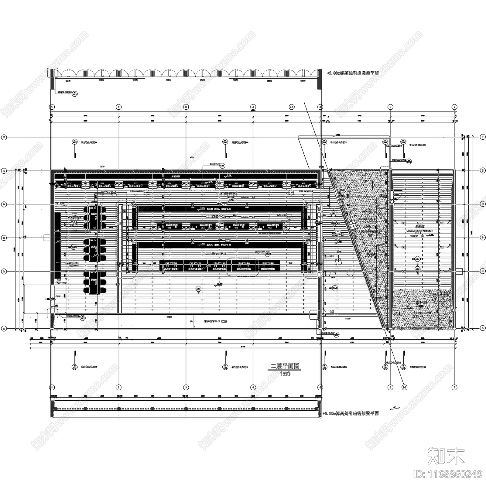 现代图书馆建筑cad施工图下载【ID:1168860249】
