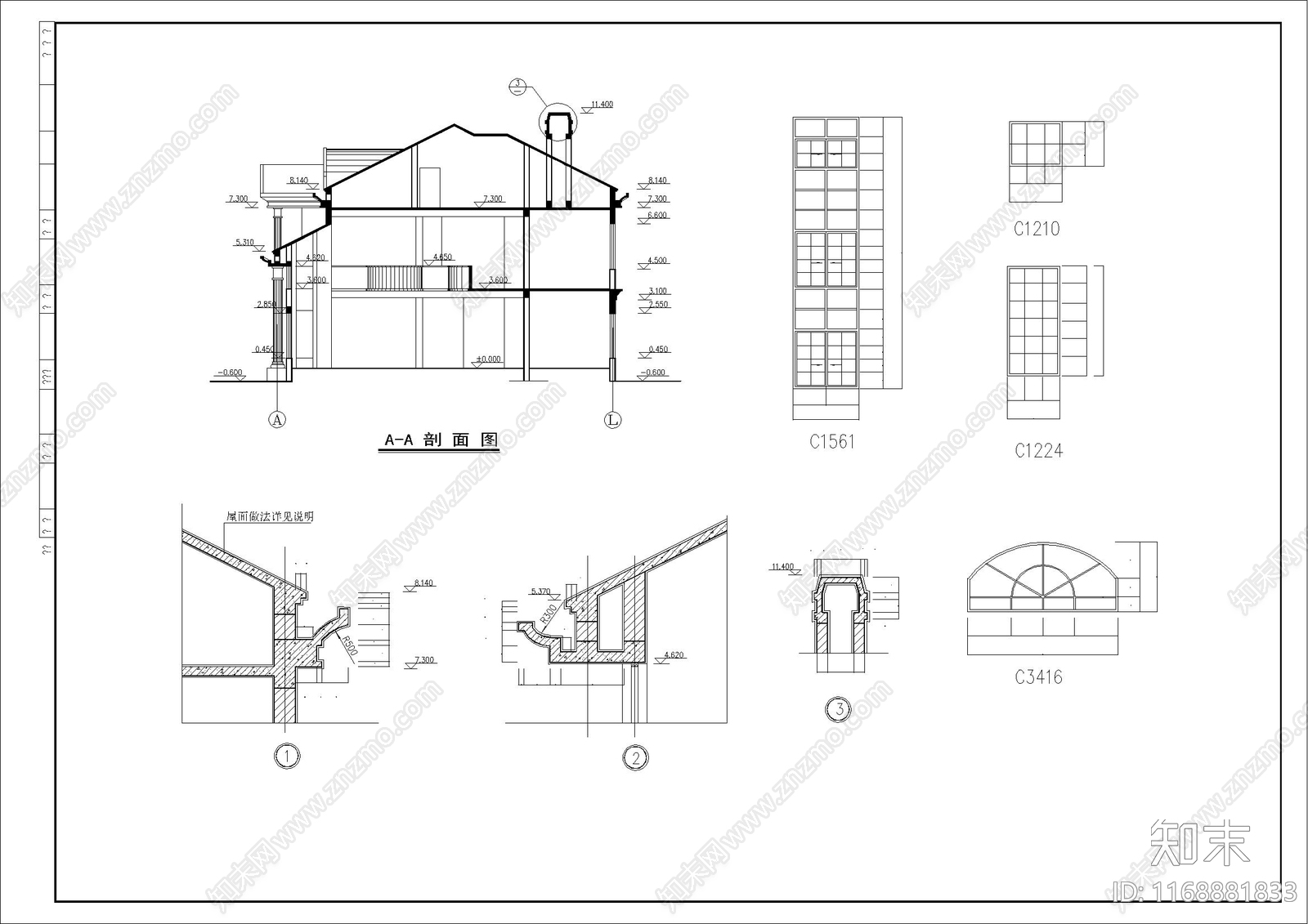 现代别墅建筑cad施工图下载【ID:1168881833】