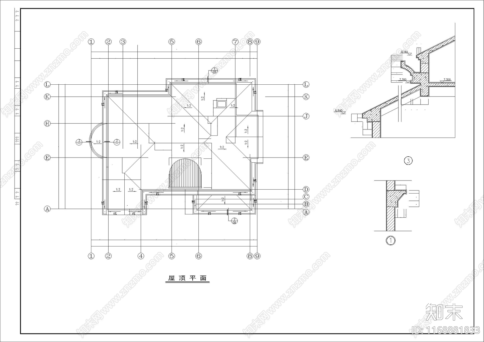 现代别墅建筑cad施工图下载【ID:1168881833】