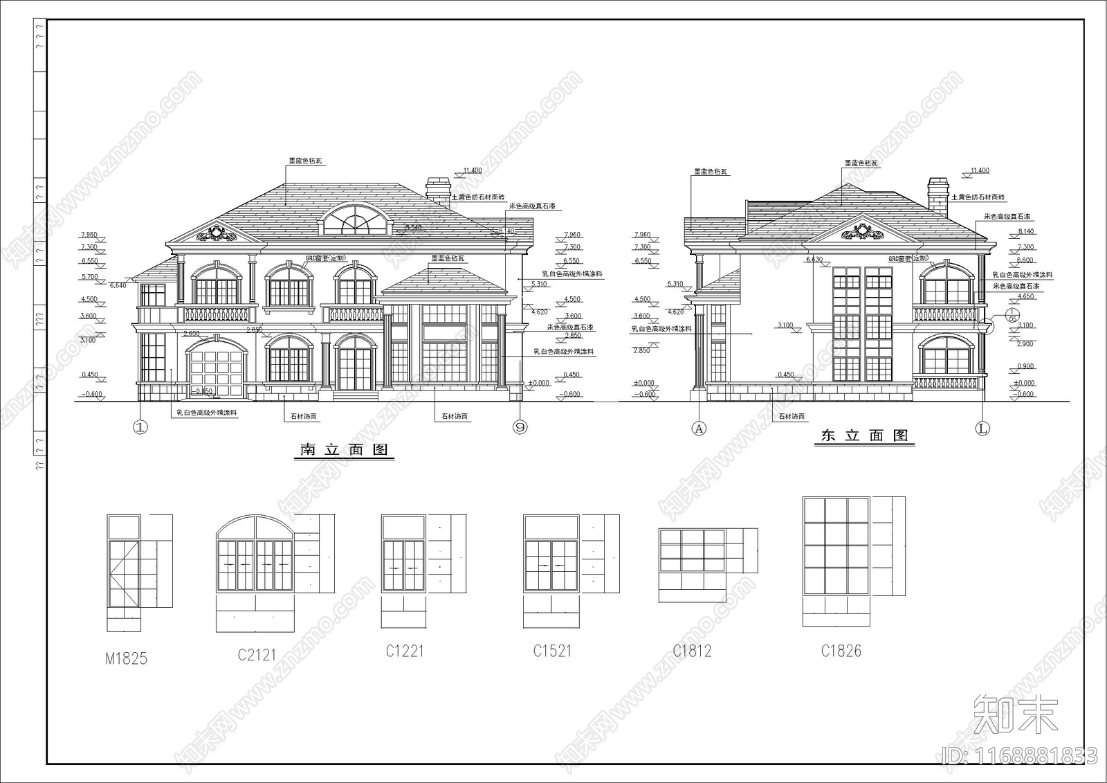 现代别墅建筑cad施工图下载【ID:1168881833】