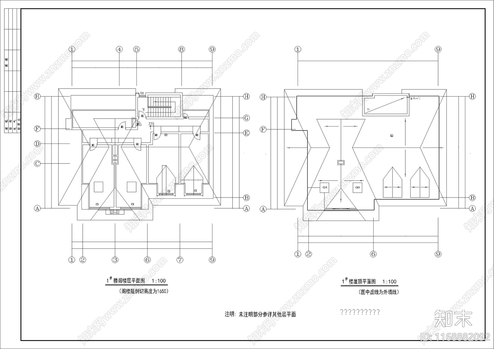 欧式别墅建筑cad施工图下载【ID:1168882092】