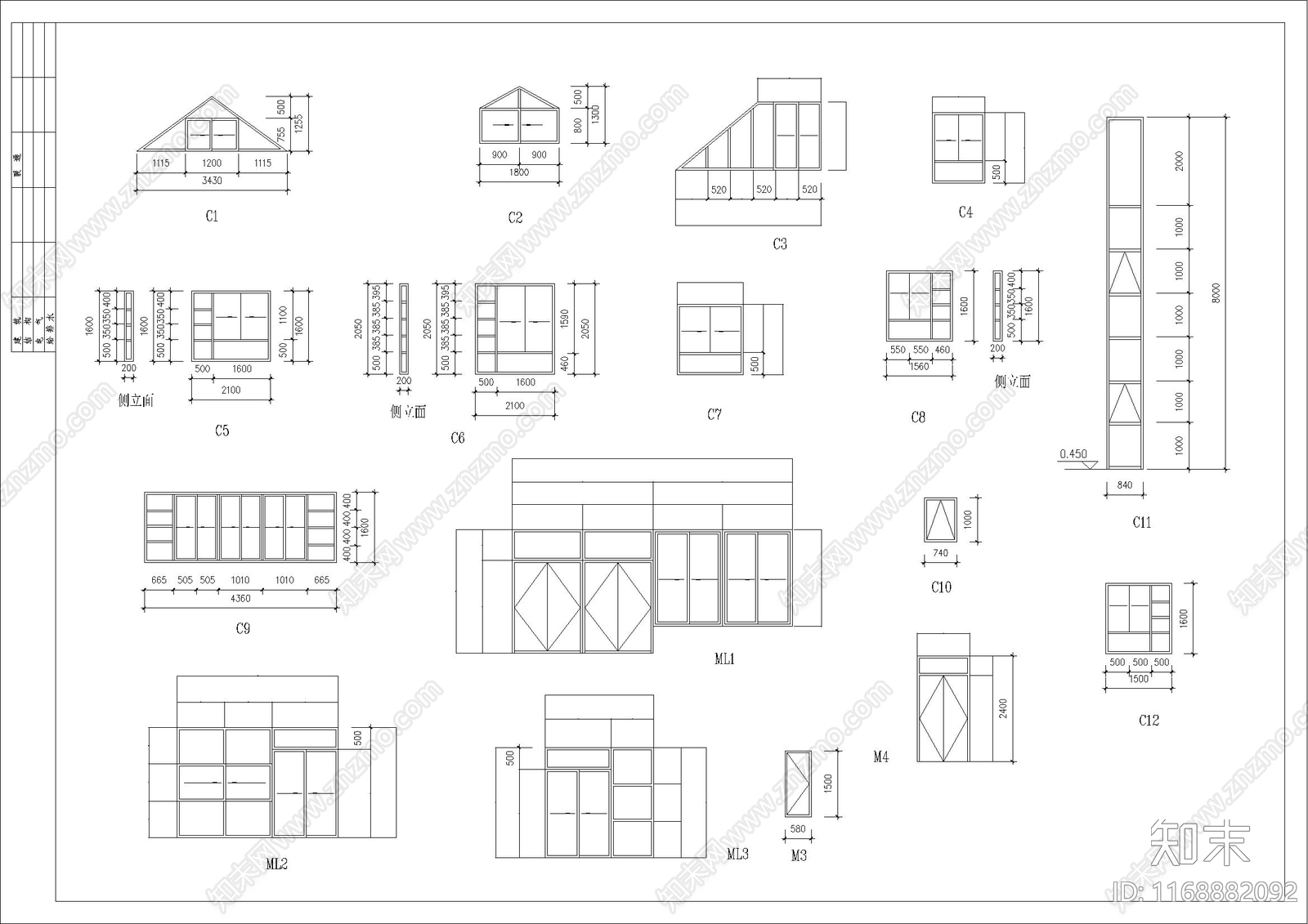 欧式别墅建筑cad施工图下载【ID:1168882092】