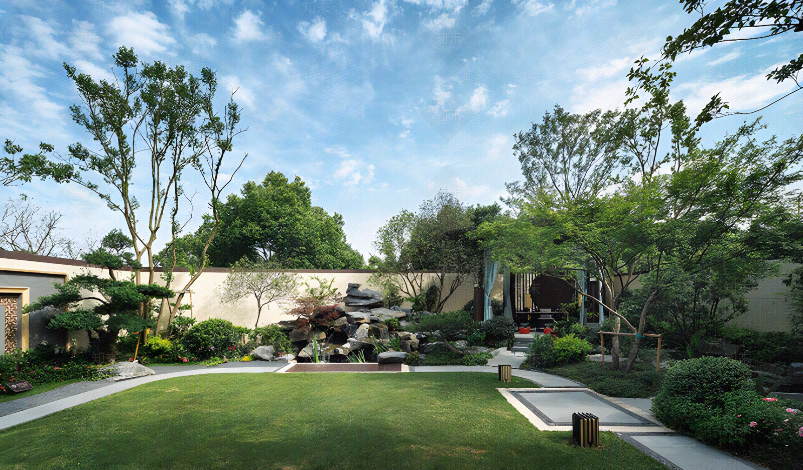 现代新中式小区外景贴图下载【ID:1168881779】