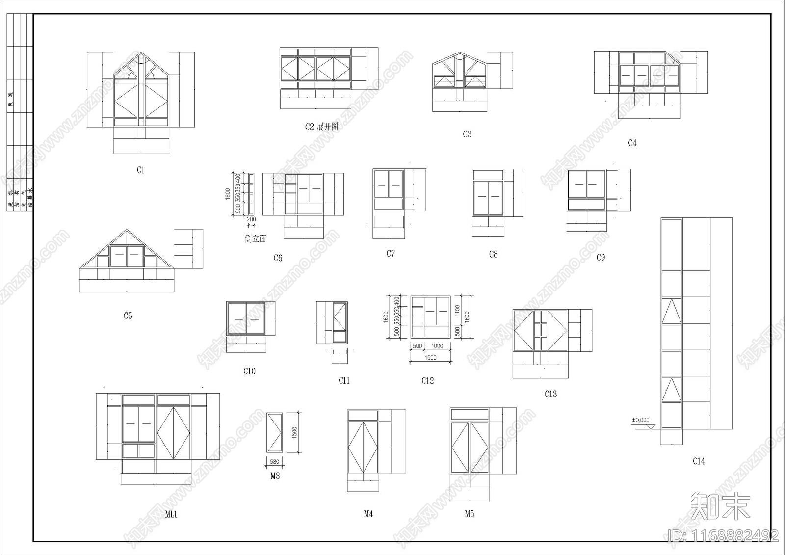 欧式简欧别墅建筑cad施工图下载【ID:1168882492】