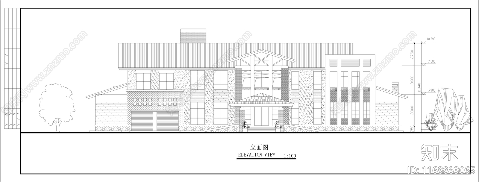 欧式简欧别墅建筑cad施工图下载【ID:1168883065】