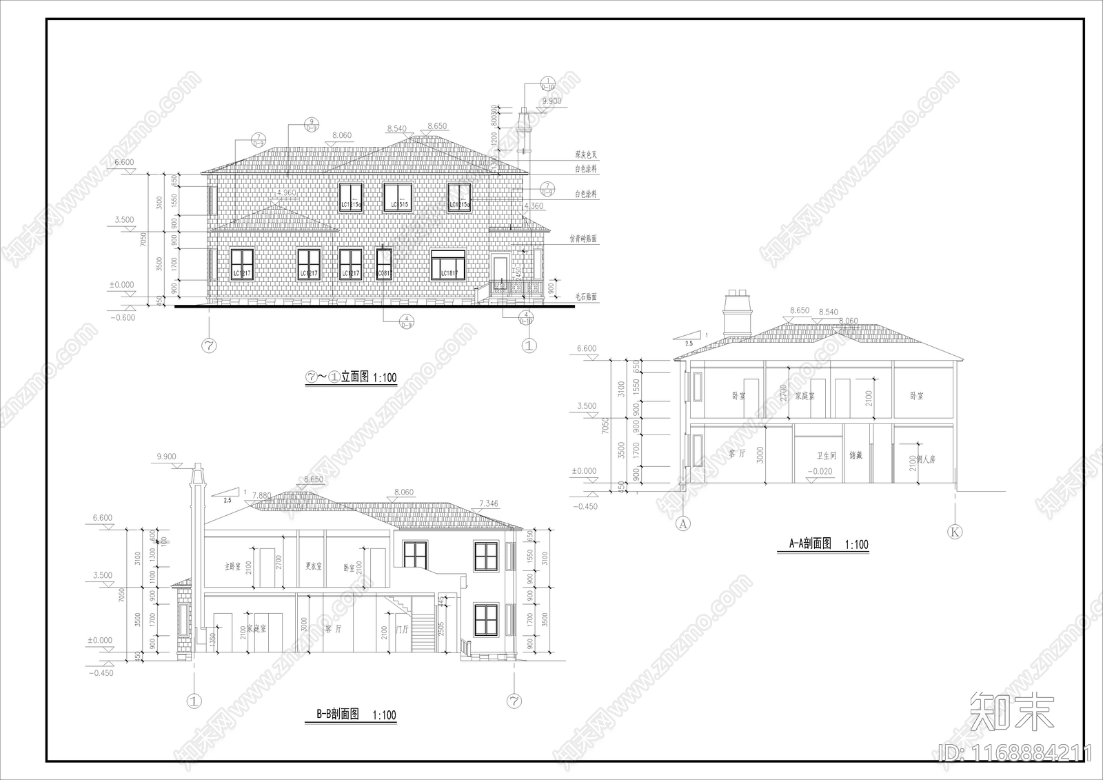 欧式简欧别墅建筑cad施工图下载【ID:1168884211】