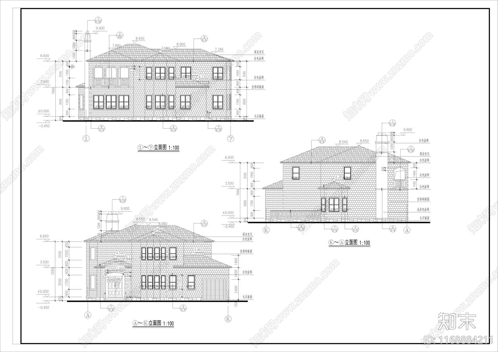 欧式简欧别墅建筑cad施工图下载【ID:1168884211】