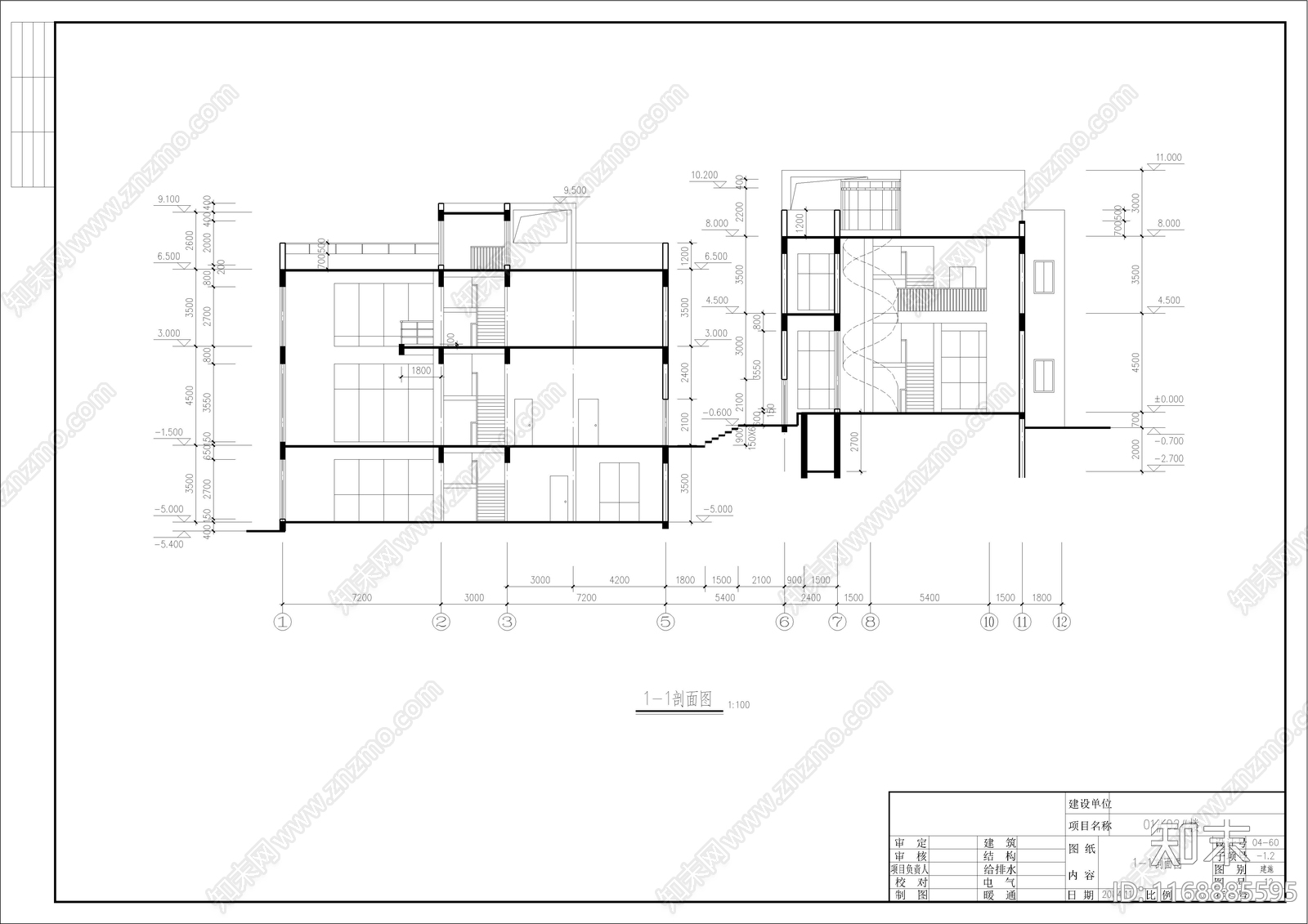 现代简约别墅建筑cad施工图下载【ID:1168885595】