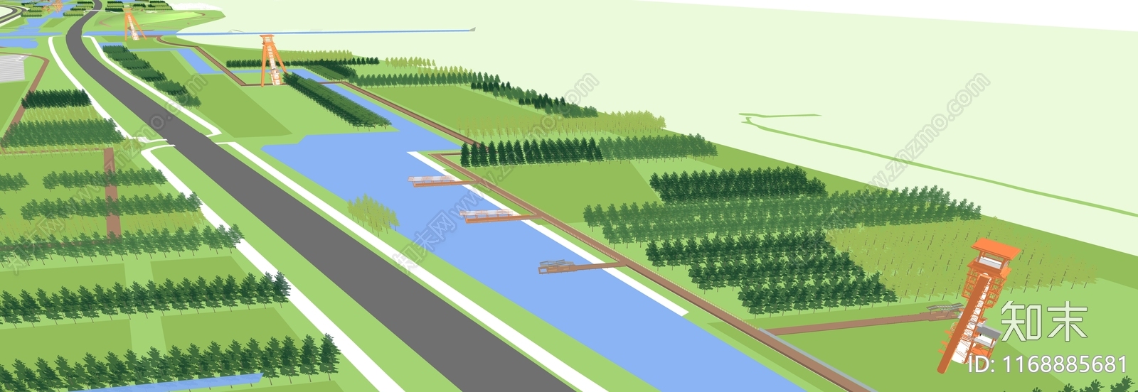 现代简约滨水景观SU模型下载【ID:1168885681】