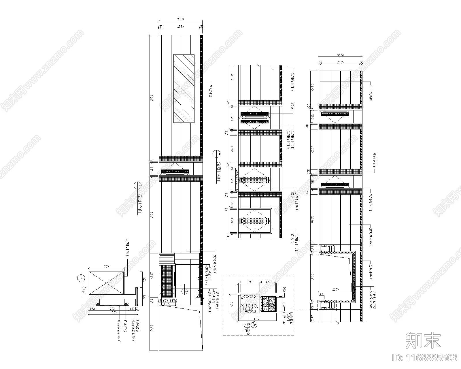 现代新中式中餐厅cad施工图下载【ID:1168885503】