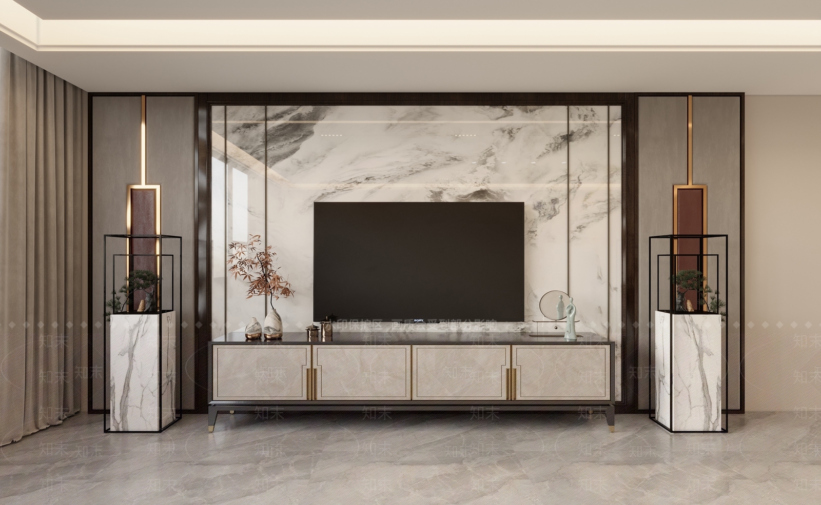 新中式现代家居客厅3D模型下载【ID:1168899472】