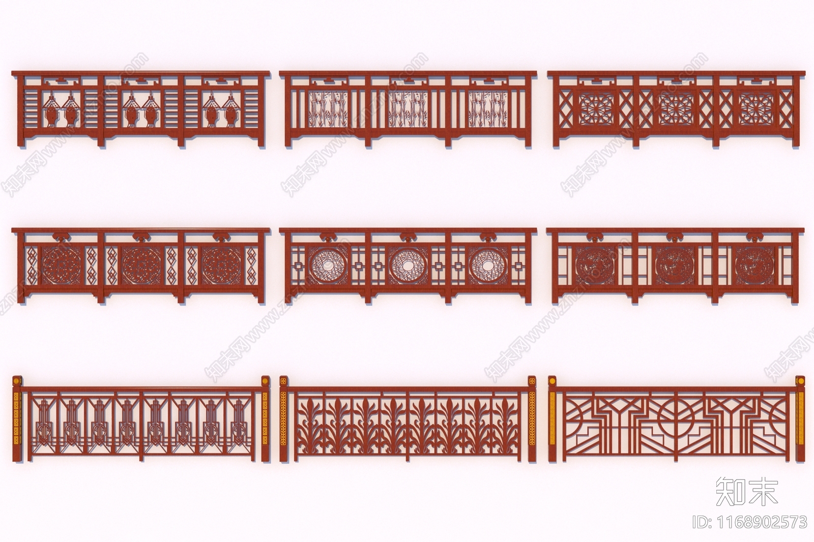 新中式栏杆3D模型下载【ID:1168902573】