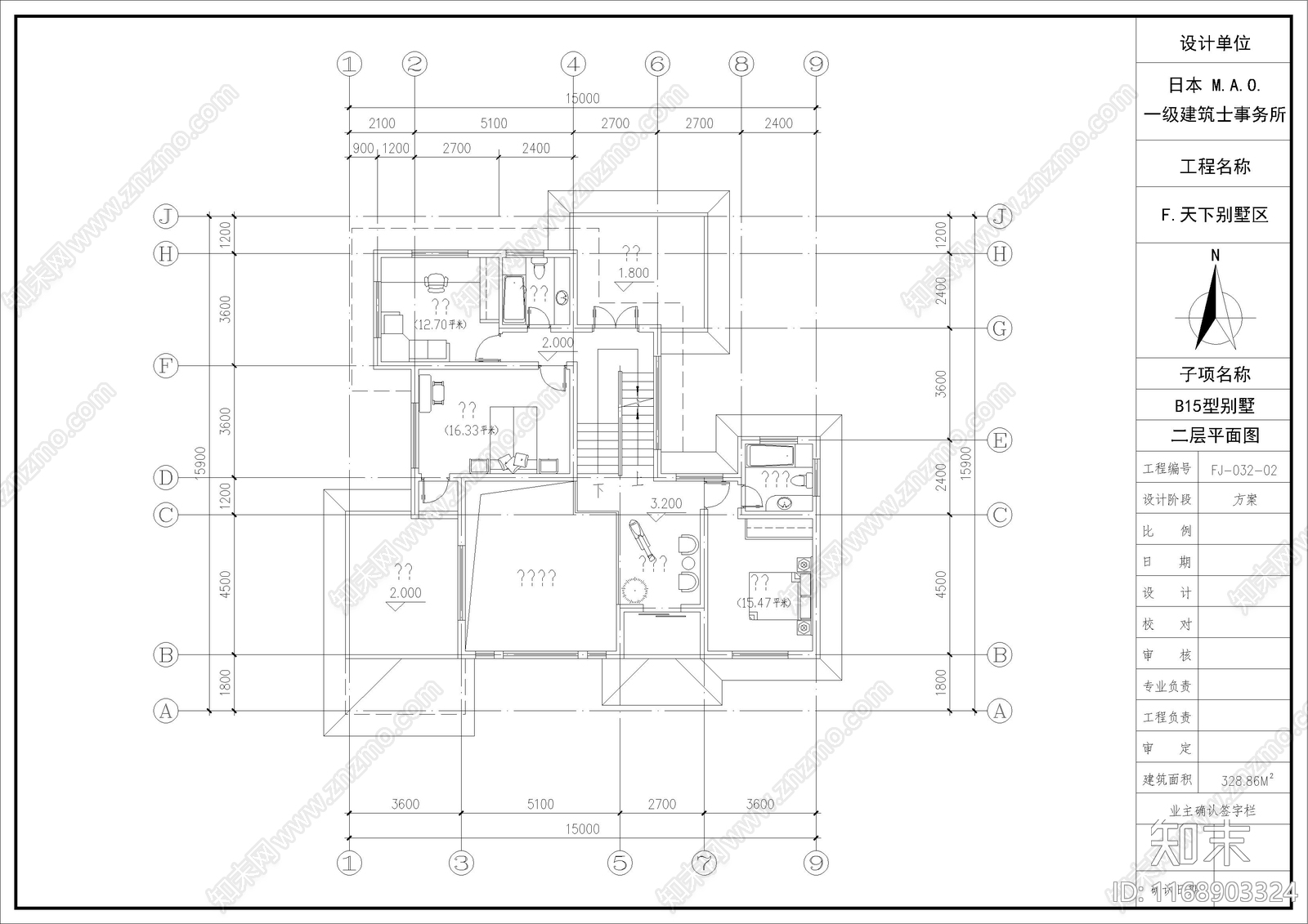 日式别墅建筑施工图下载【ID:1168903324】