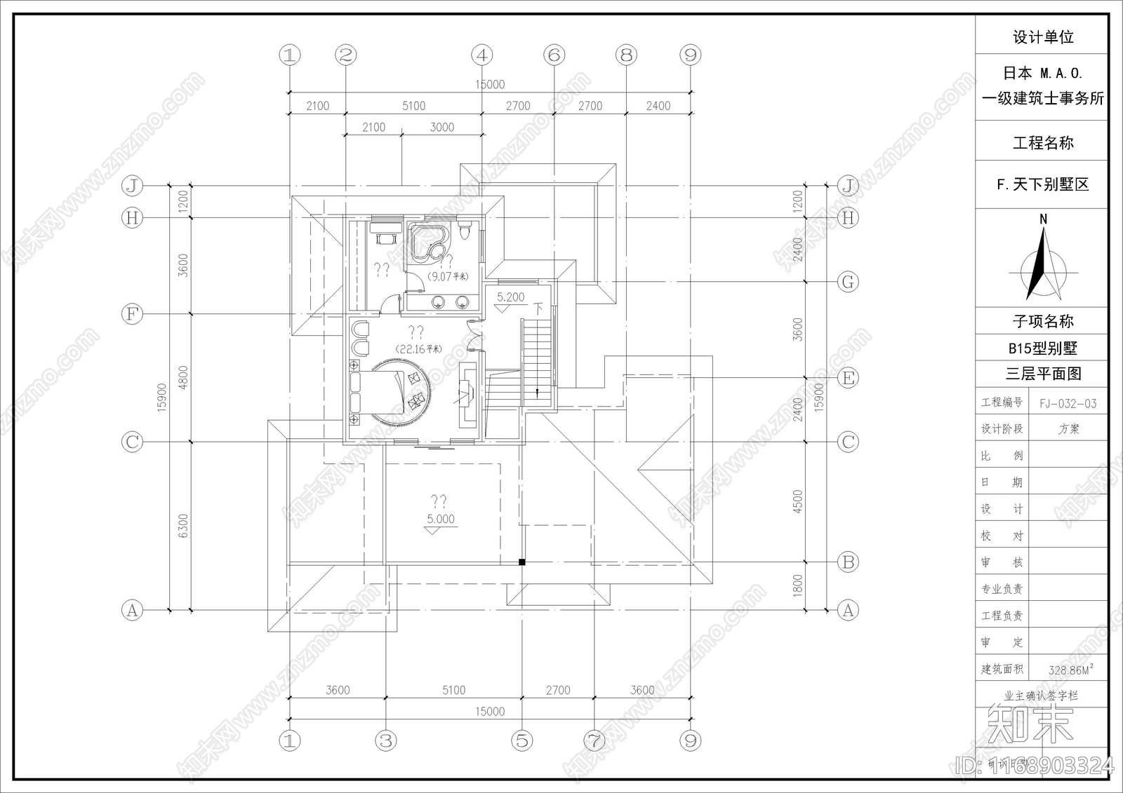 日式别墅建筑施工图下载【ID:1168903324】