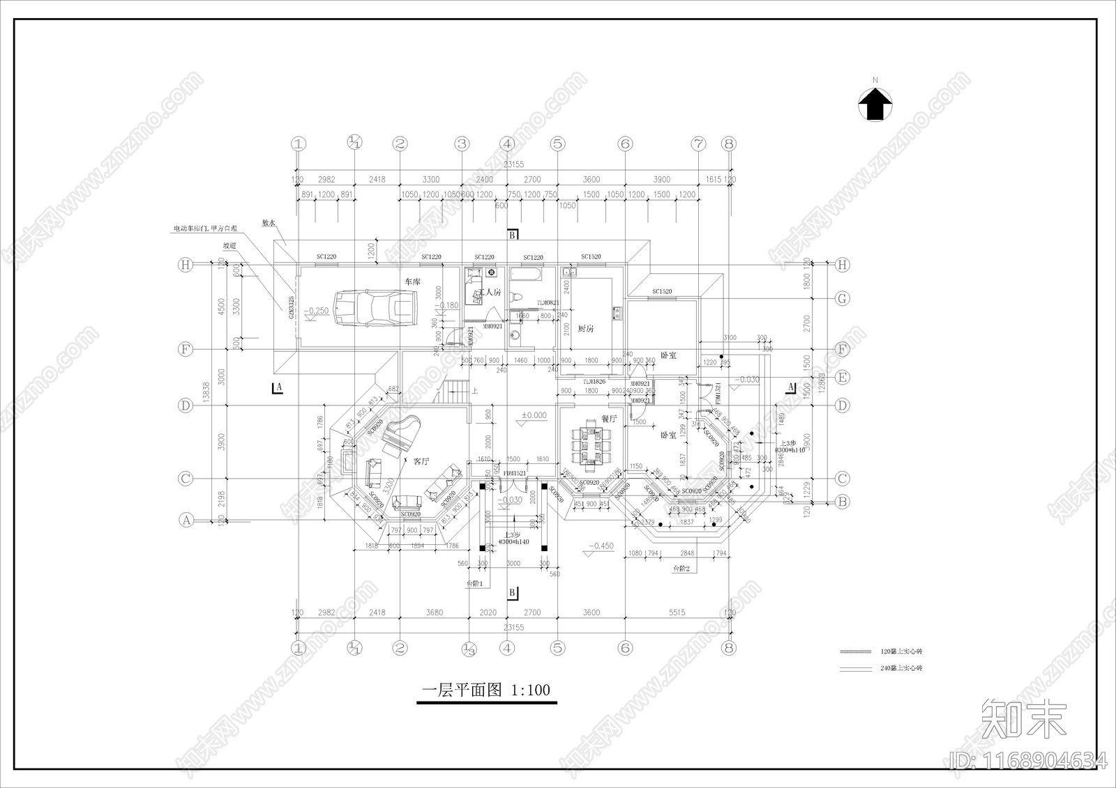 欧式别墅建筑cad施工图下载【ID:1168904634】