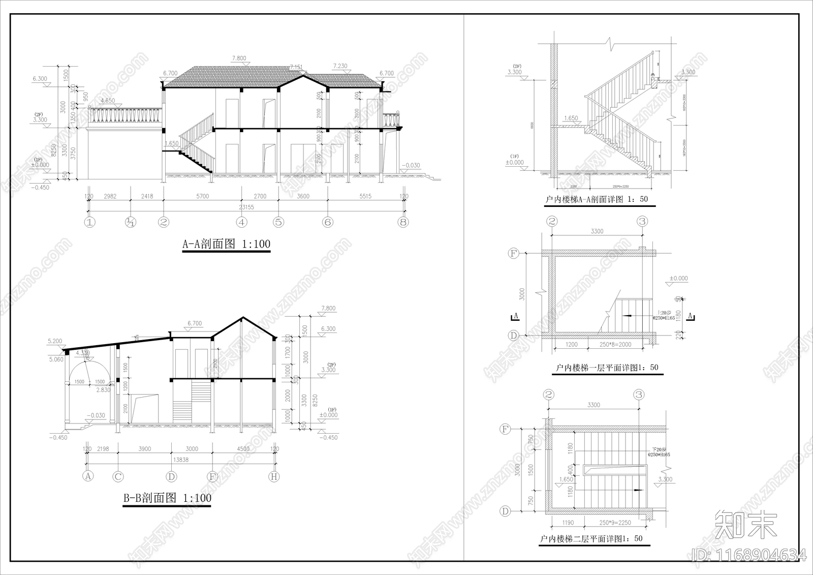 欧式别墅建筑cad施工图下载【ID:1168904634】