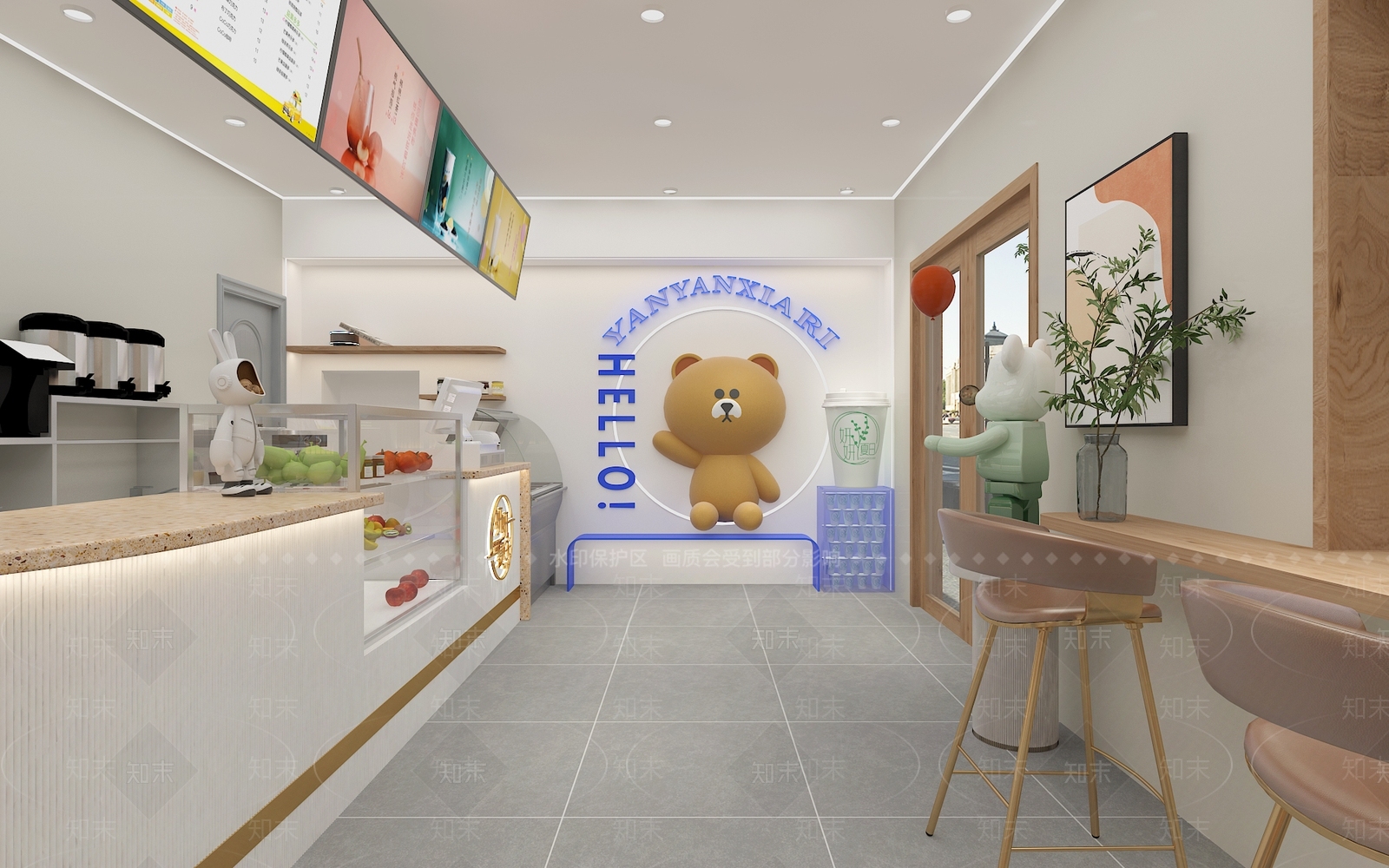 现代奶茶店3D模型下载【ID:1168905673】