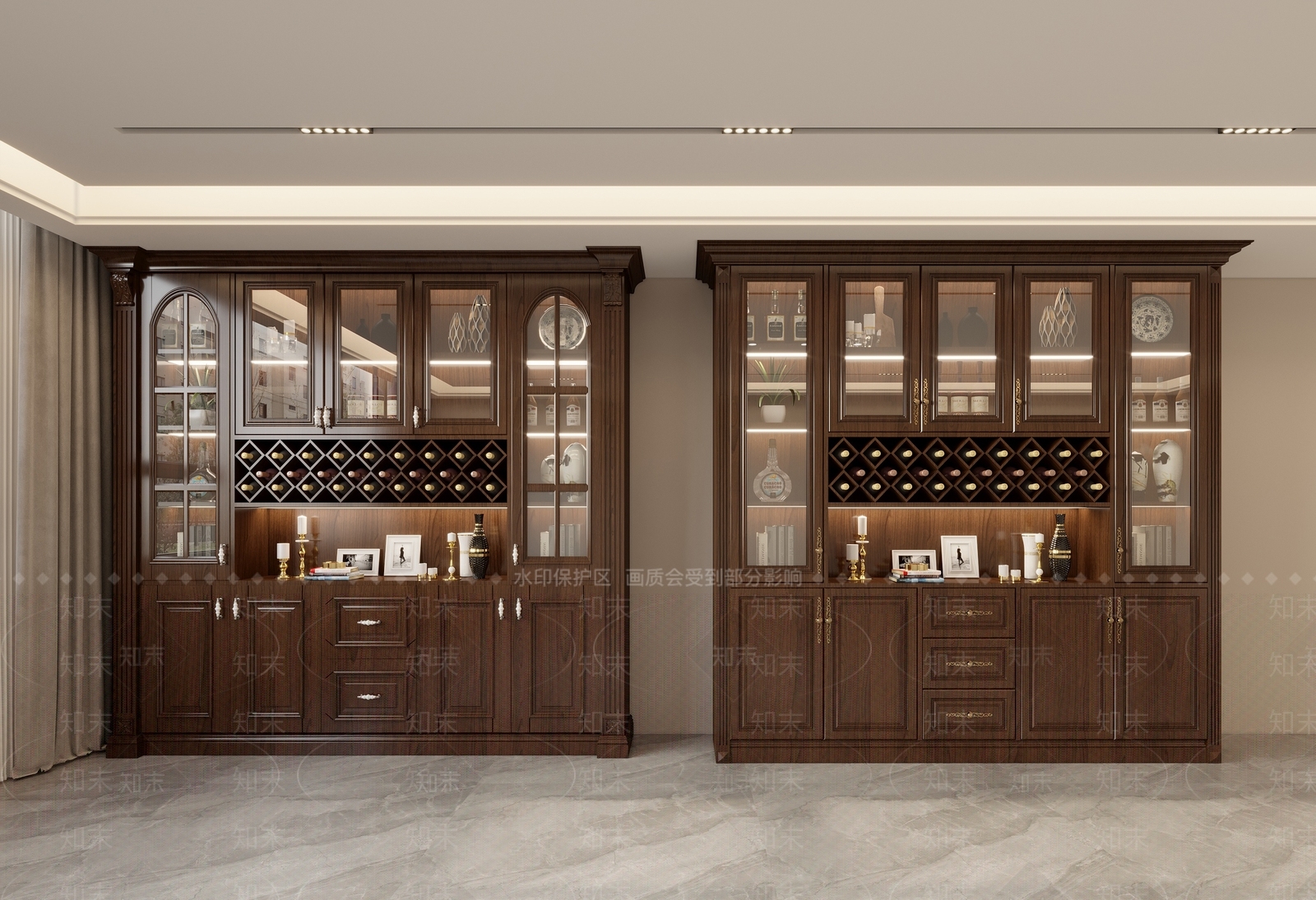 美式欧式酒柜SU模型下载【ID:1168910079】