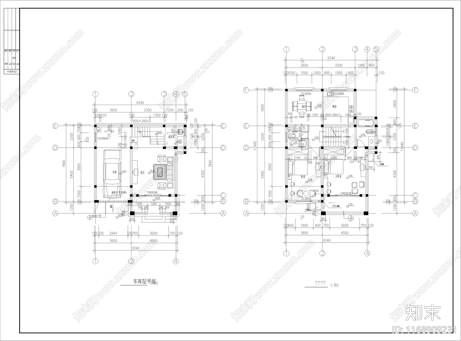 简约现代别墅建筑cad施工图下载【ID:1168909231】