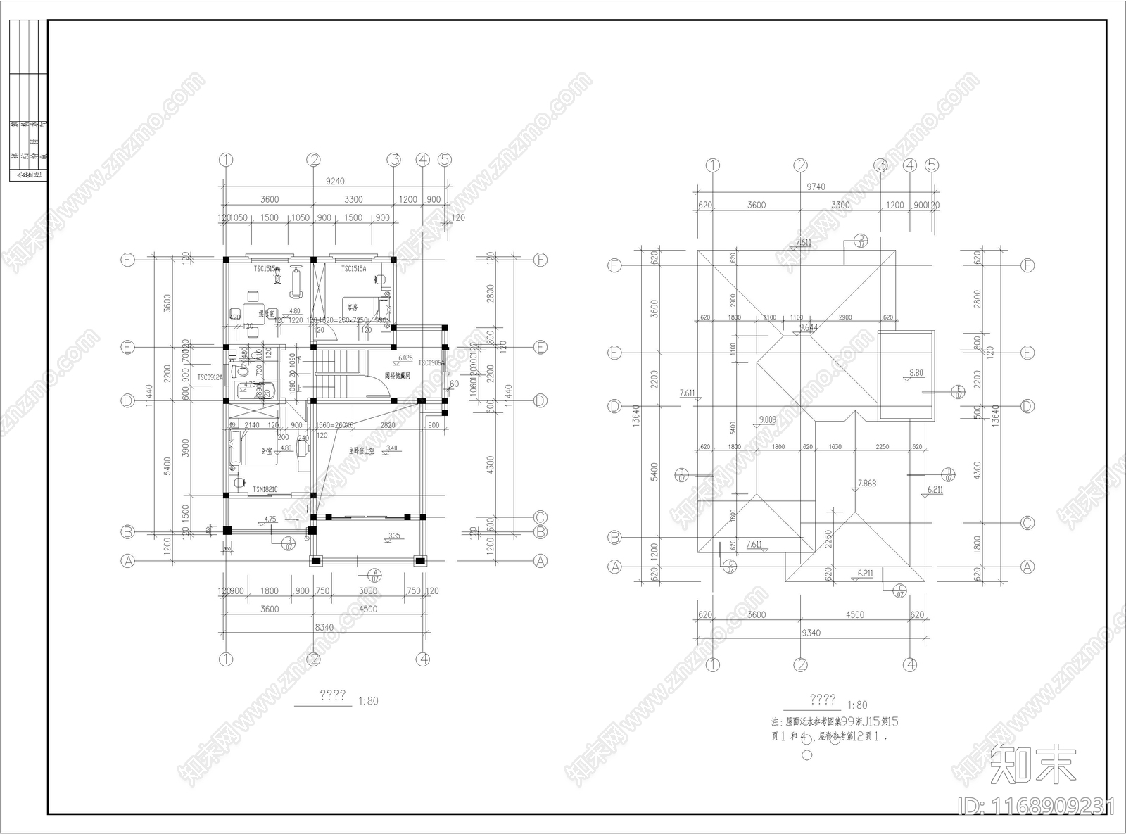 简约现代别墅建筑cad施工图下载【ID:1168909231】