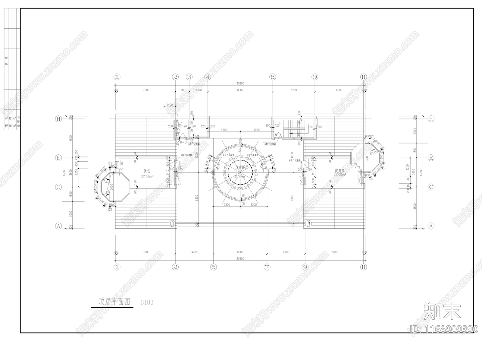 欧式别墅建筑cad施工图下载【ID:1168909390】