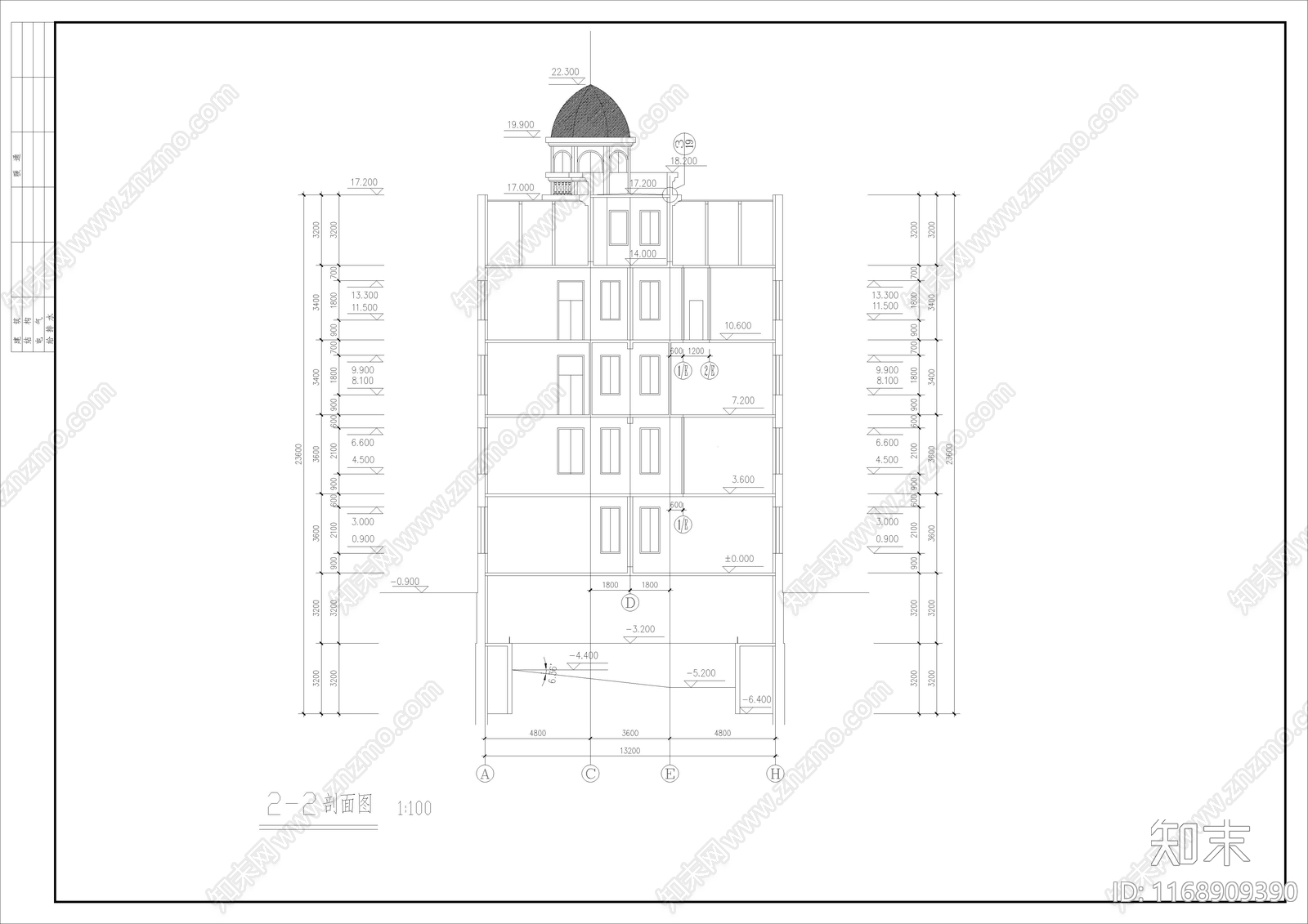 欧式别墅建筑cad施工图下载【ID:1168909390】