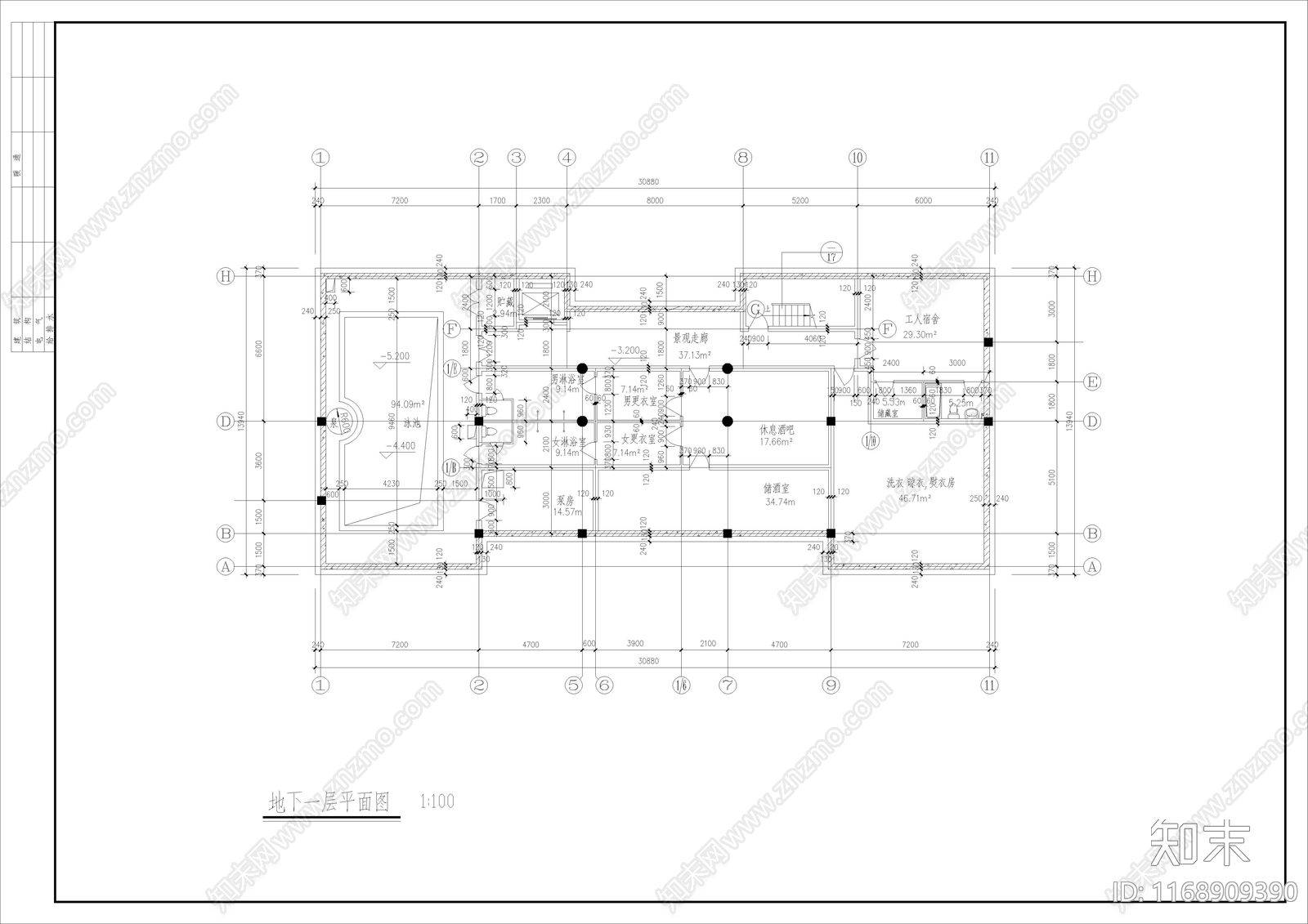 欧式别墅建筑cad施工图下载【ID:1168909390】