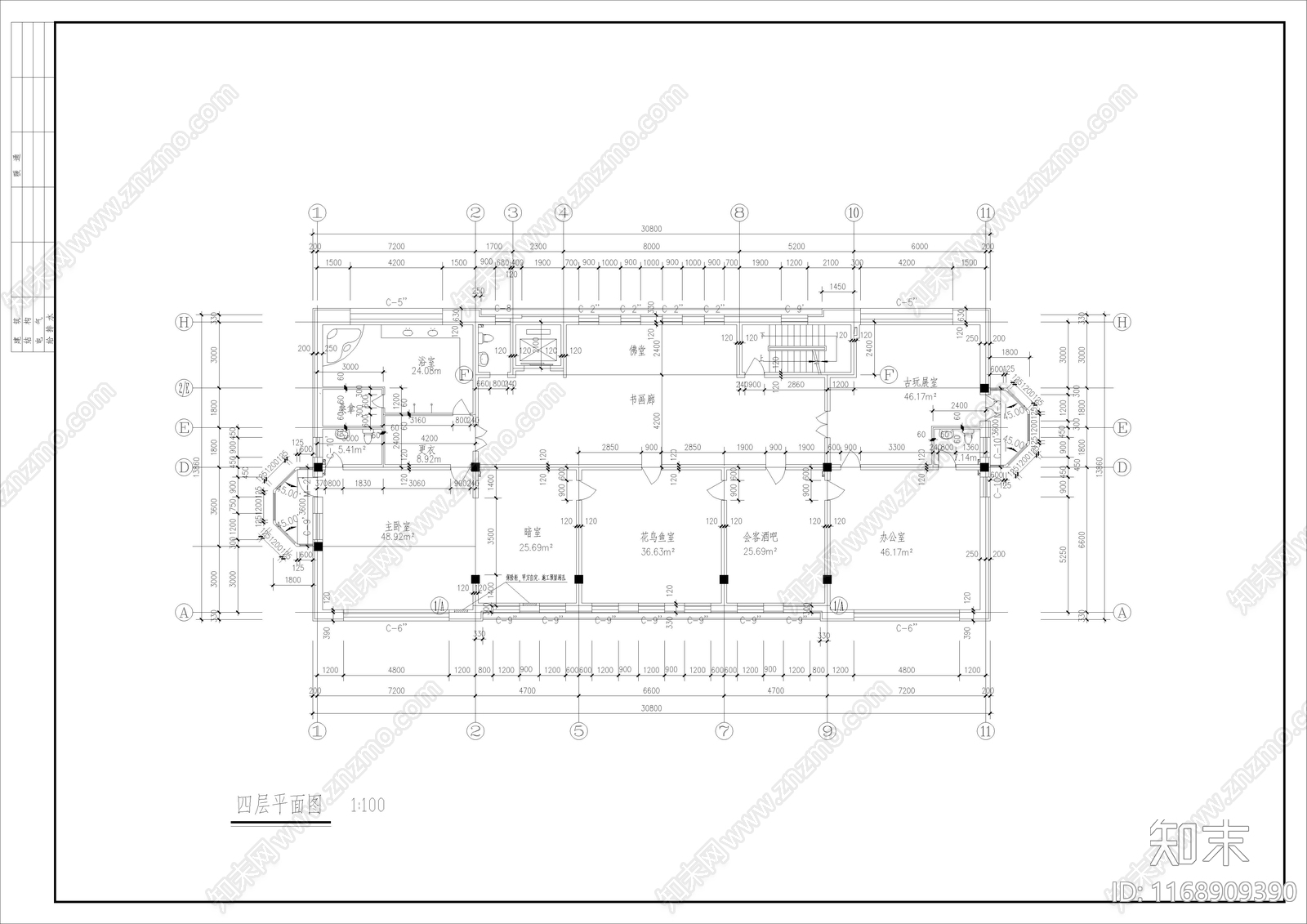 欧式别墅建筑cad施工图下载【ID:1168909390】