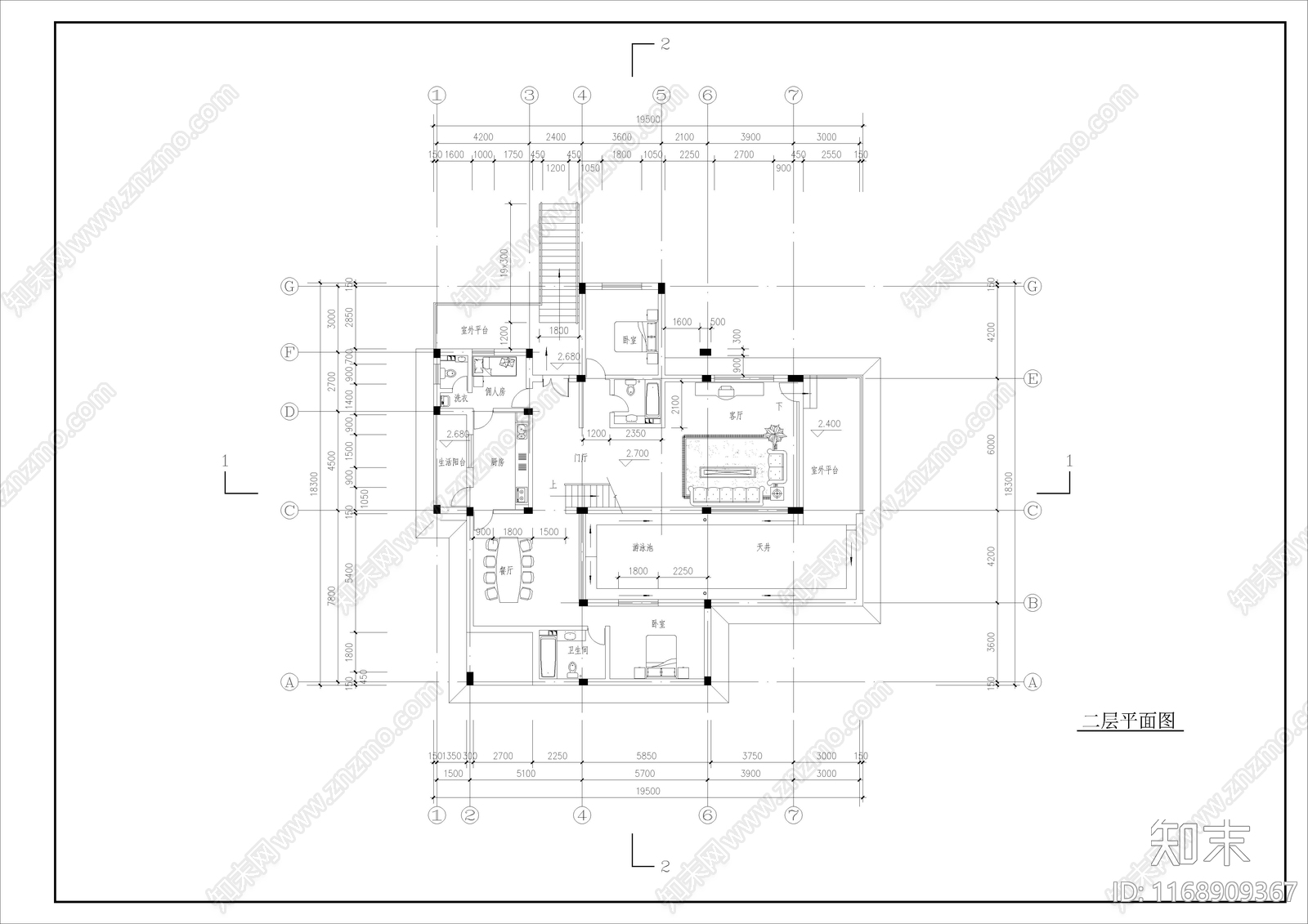 现代别墅建筑cad施工图下载【ID:1168909367】