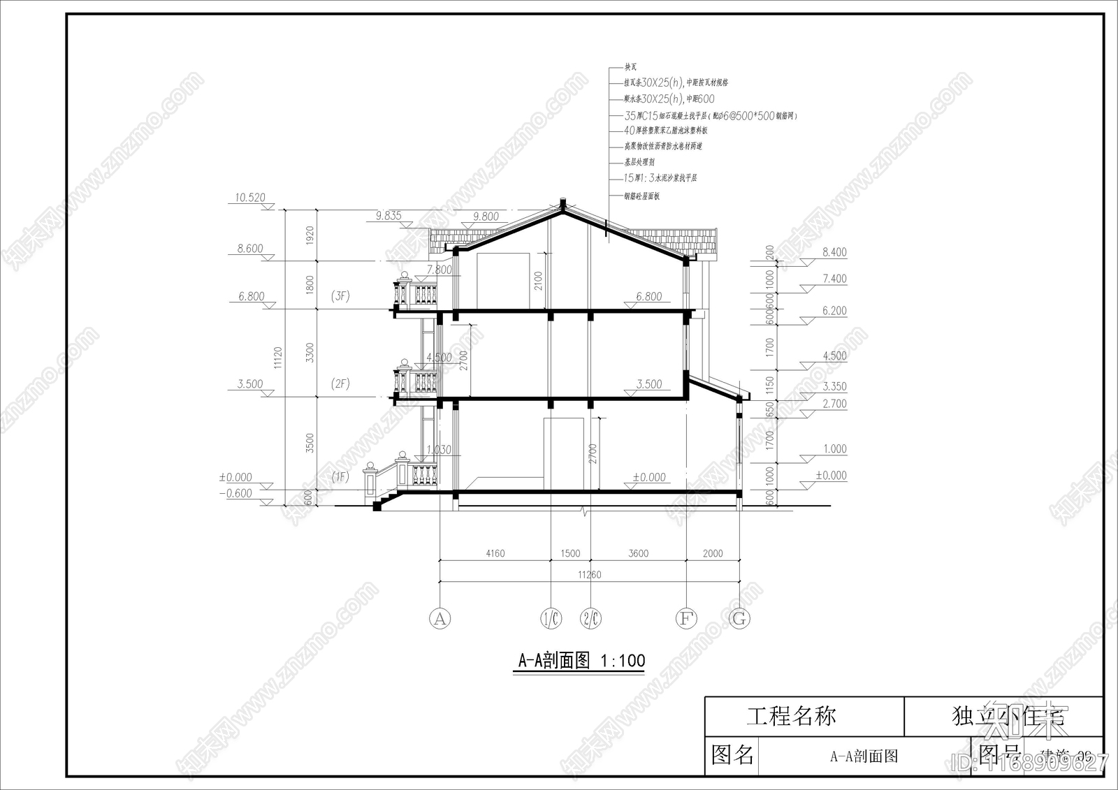 欧式别墅建筑cad施工图下载【ID:1168909627】