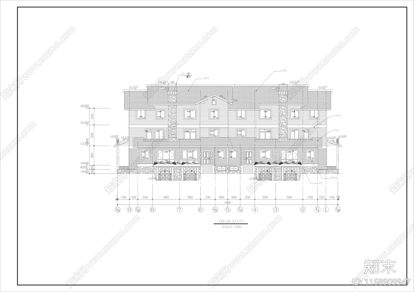 美式现代别墅建筑cad施工图下载【ID:1168909947】