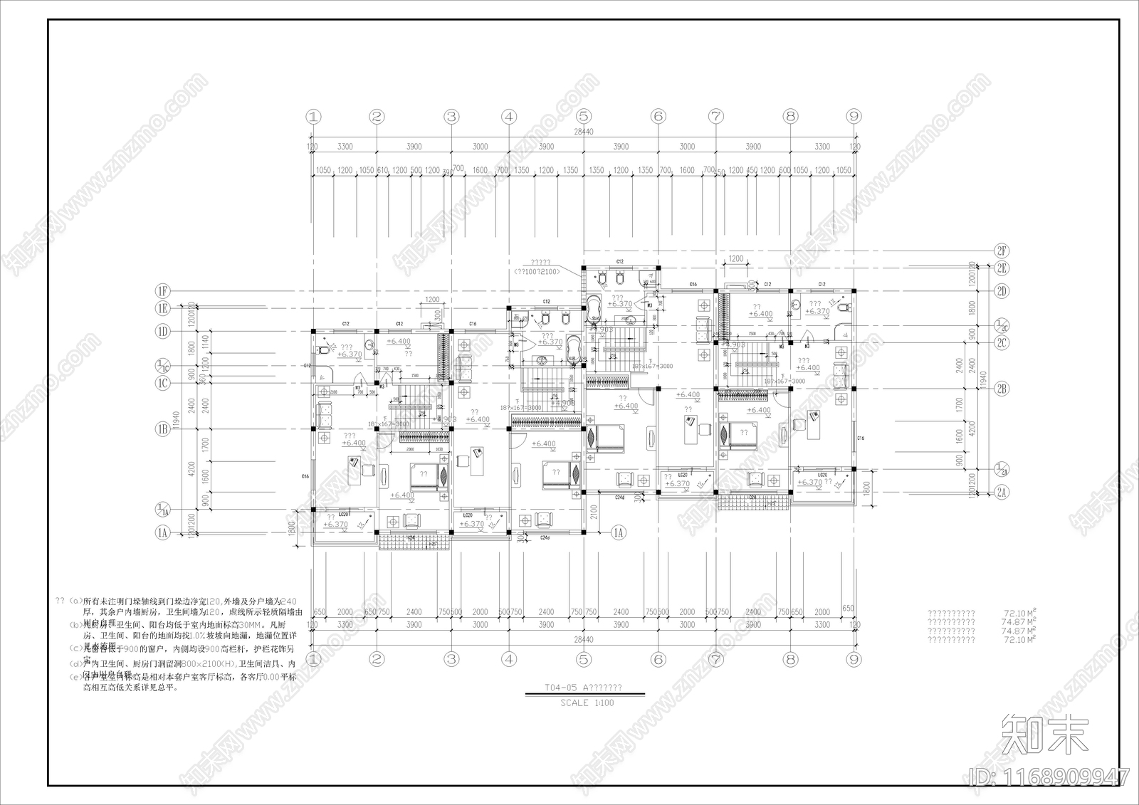 美式现代别墅建筑cad施工图下载【ID:1168909947】