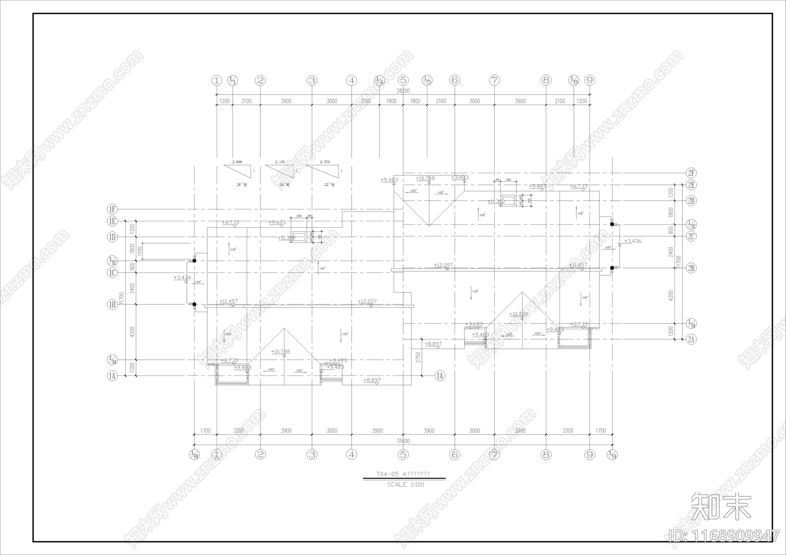 美式现代别墅建筑cad施工图下载【ID:1168909947】