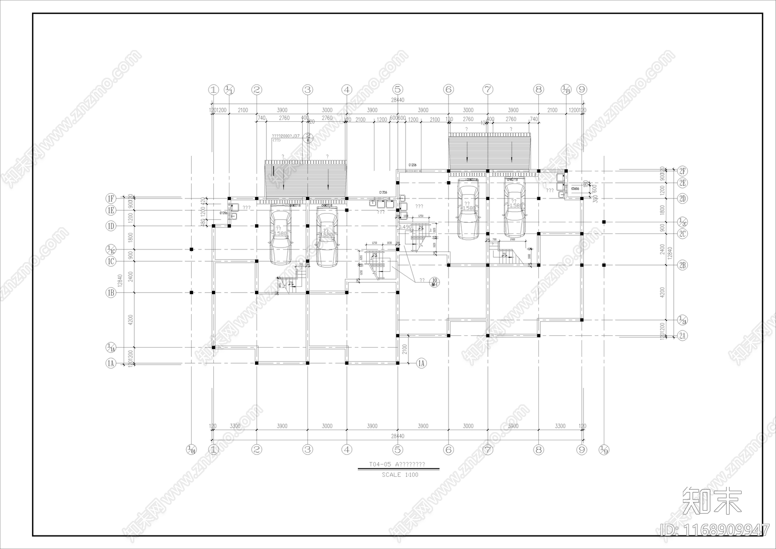 美式现代别墅建筑cad施工图下载【ID:1168909947】