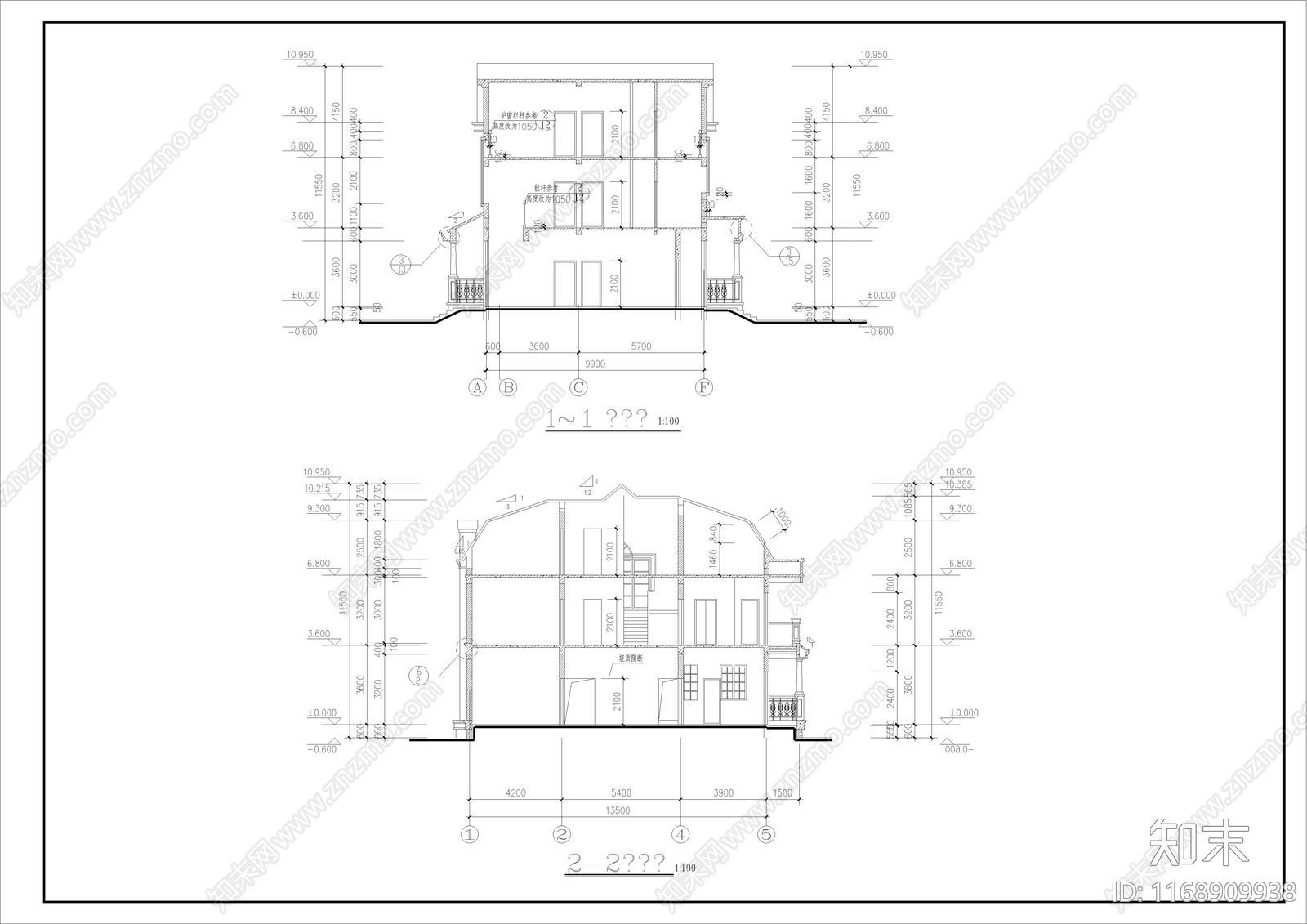 欧式别墅建筑cad施工图下载【ID:1168909938】