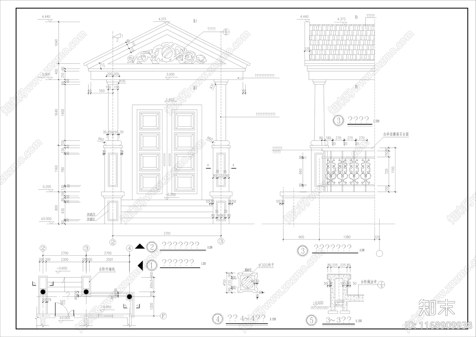 欧式别墅建筑cad施工图下载【ID:1168909938】