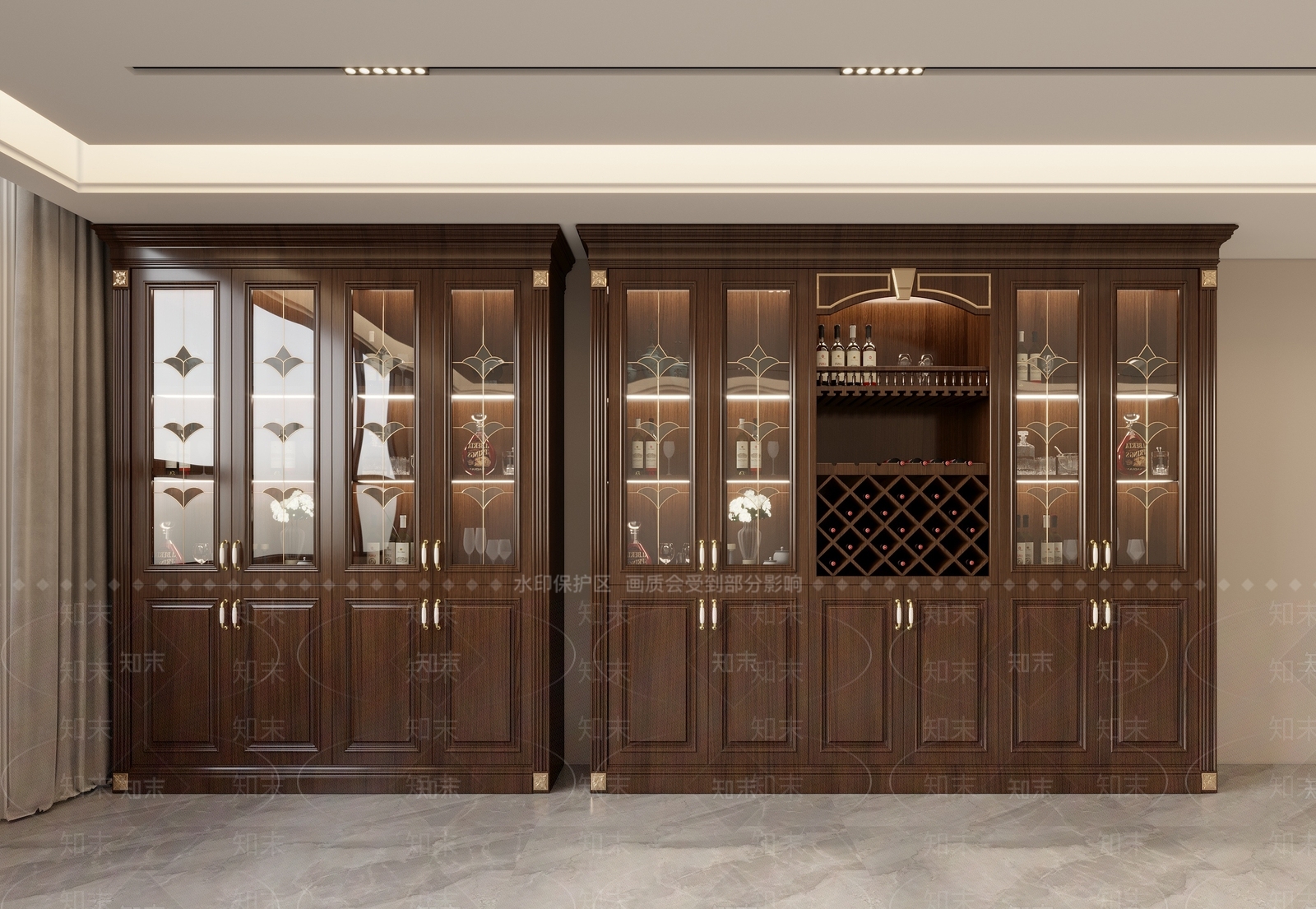美式欧式酒柜SU模型下载【ID:1168910384】
