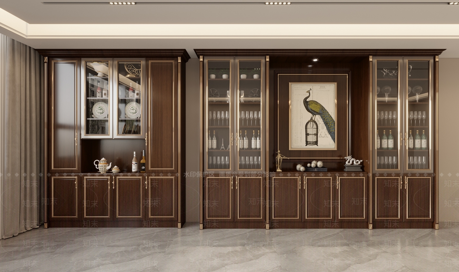 美式欧式酒柜SU模型下载【ID:1168910346】