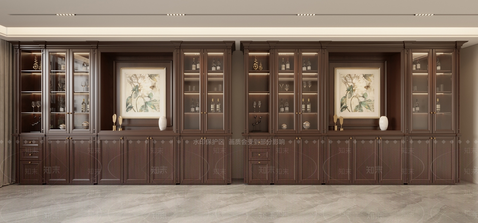 美式欧式酒柜SU模型下载【ID:1168910583】