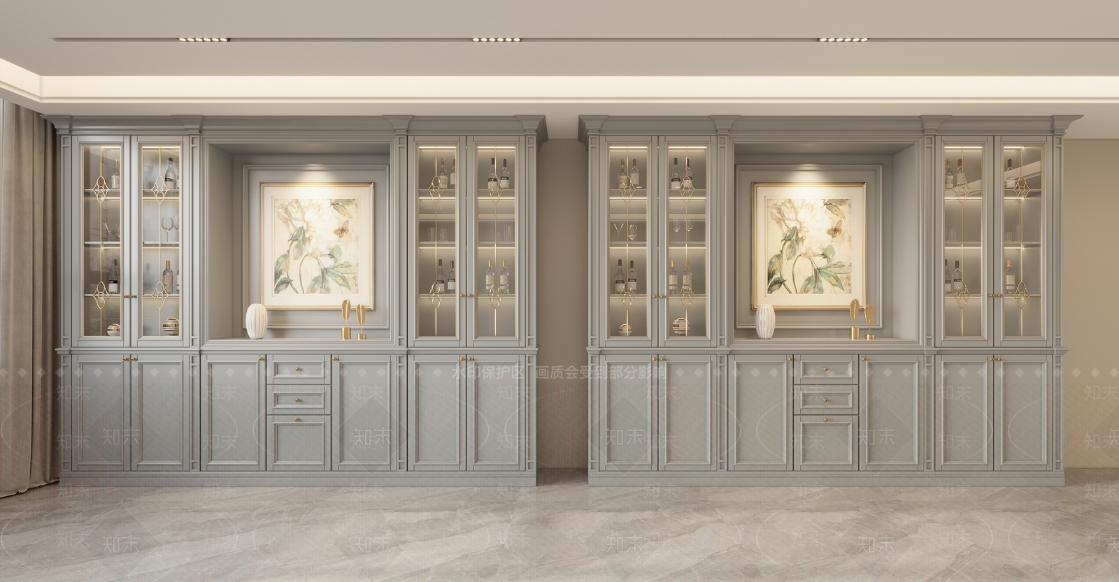 美式欧式酒柜SU模型下载【ID:1168910518】