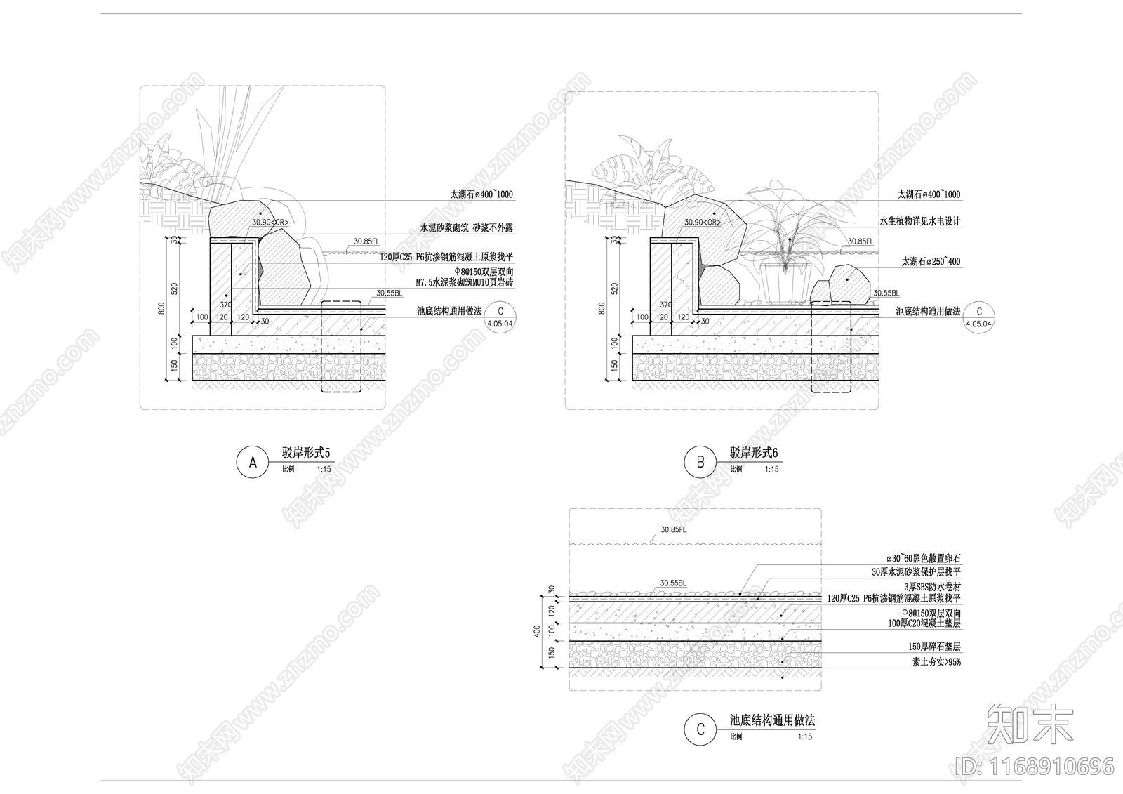 现代公园景观cad施工图下载【ID:1168910696】