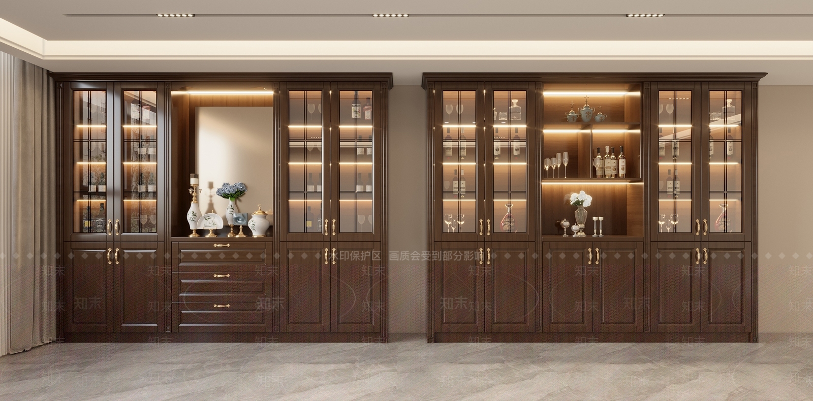 美式欧式酒柜SU模型下载【ID:1168910841】