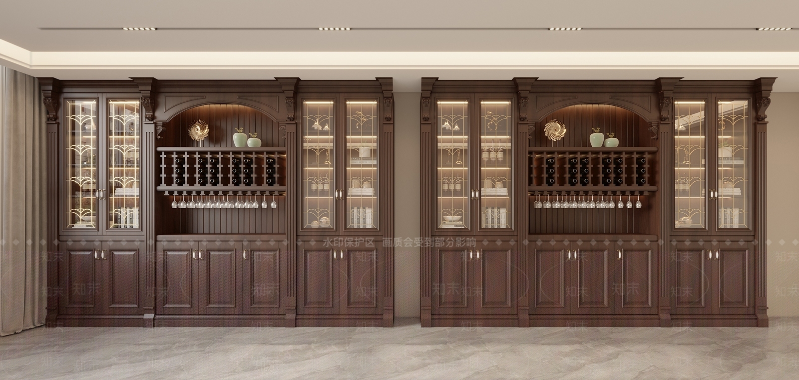 美式欧式酒柜SU模型下载【ID:1168910901】