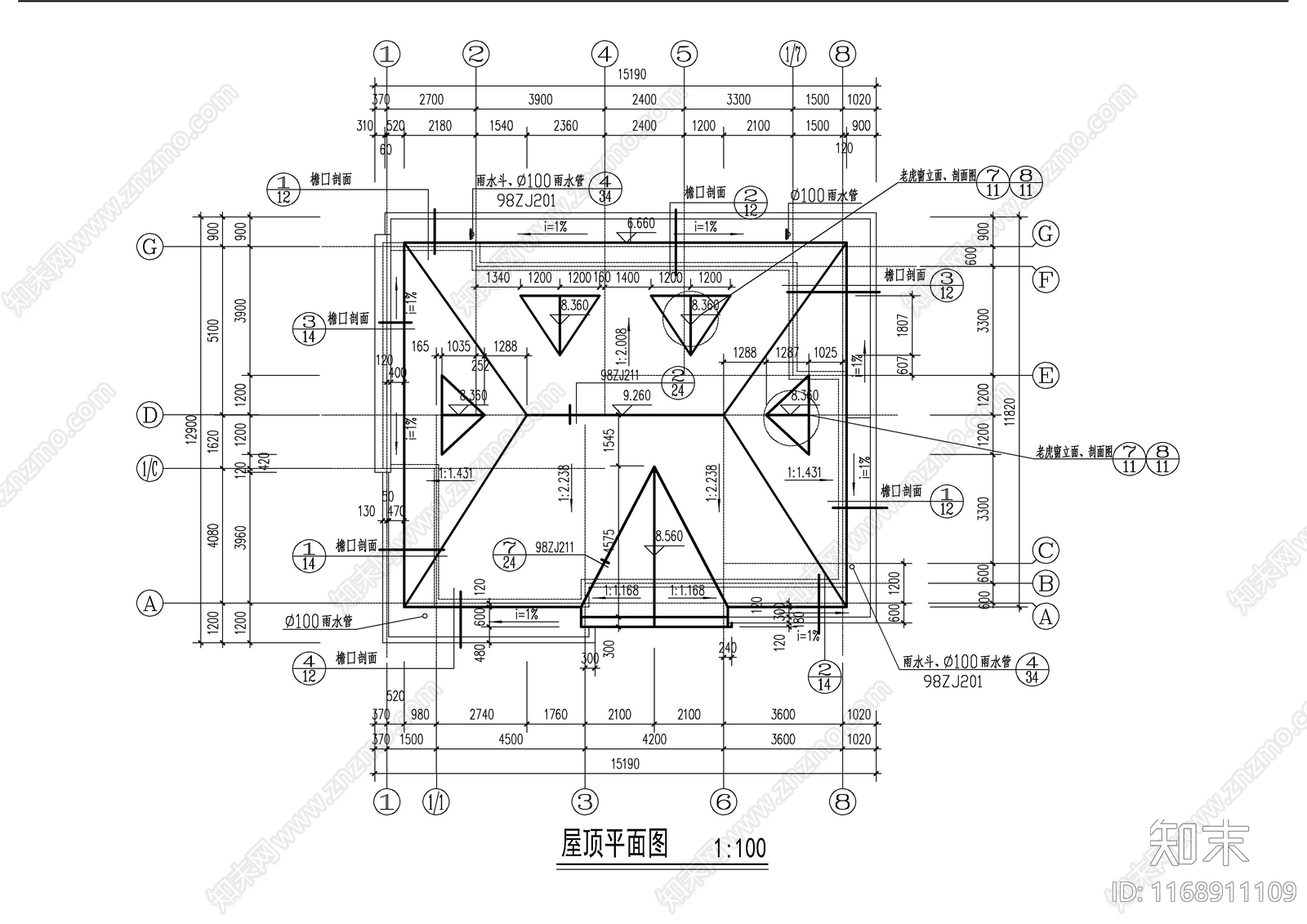 现代别墅建筑cad施工图下载【ID:1168911109】