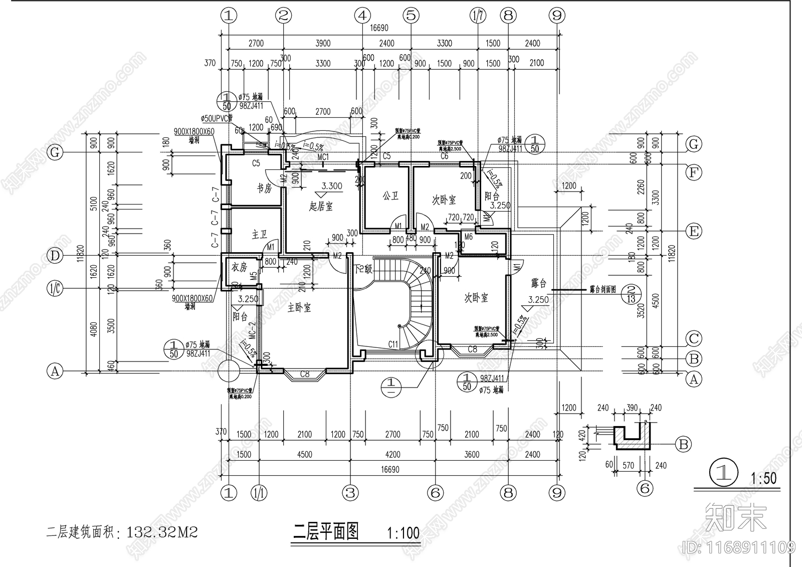 现代别墅建筑cad施工图下载【ID:1168911109】