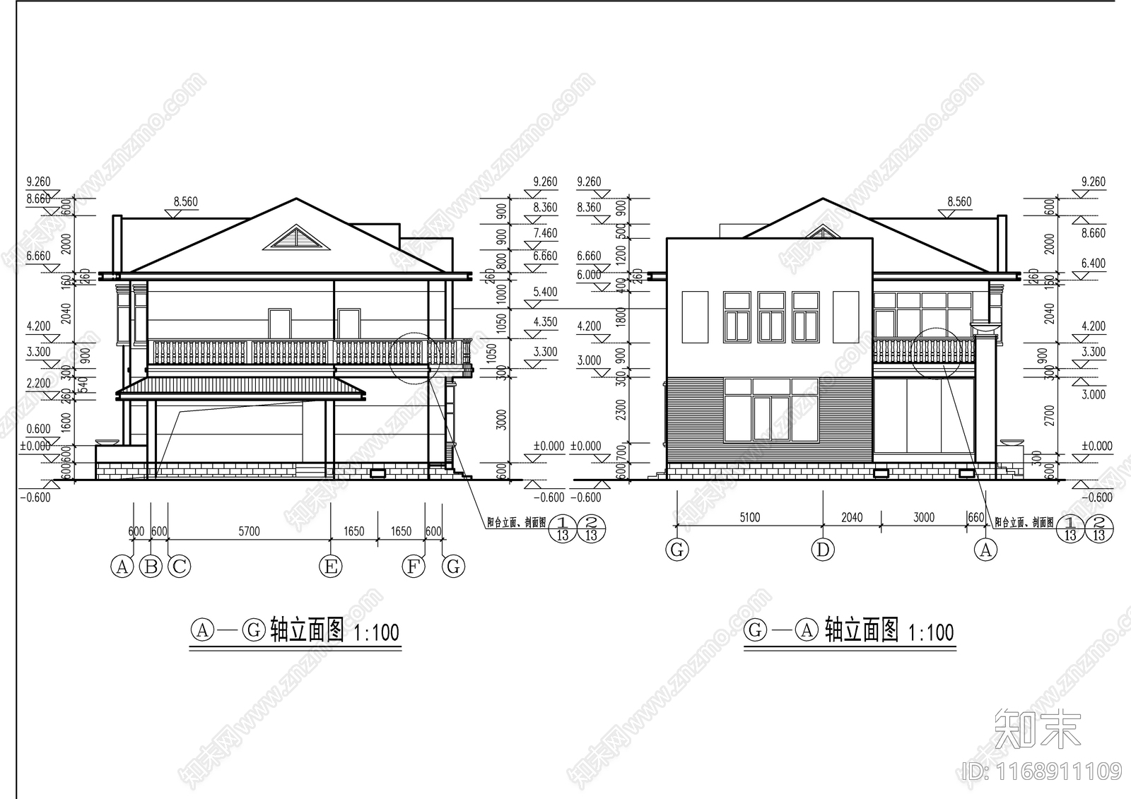 现代别墅建筑cad施工图下载【ID:1168911109】